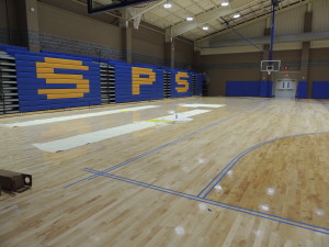 15-9-26 gym floor and SPS bleachers