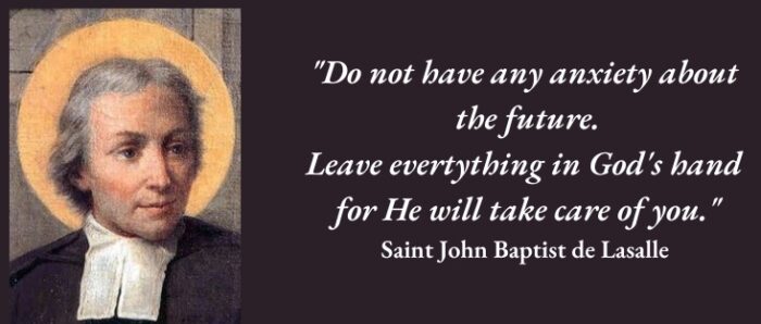 Portrait of Saint John Baptist de La Salle with a quote beside him, reflecting the values of St. Paul's School, a private school on the Northshore.